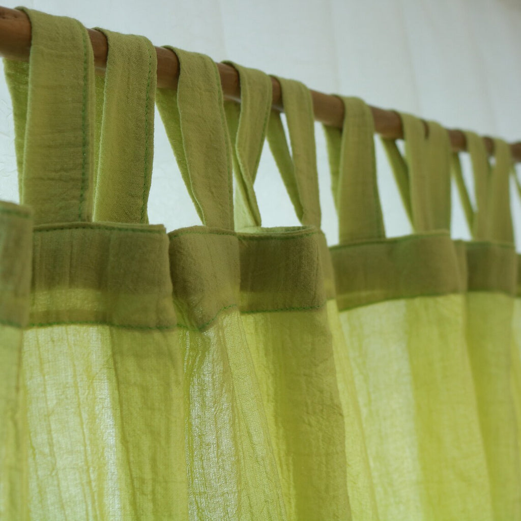 (DUPE) Living room curtains/Boiled cotton semi-sheer curtains 49 inches wide/Lemon green curtains/Custom curtains/Curtain panels